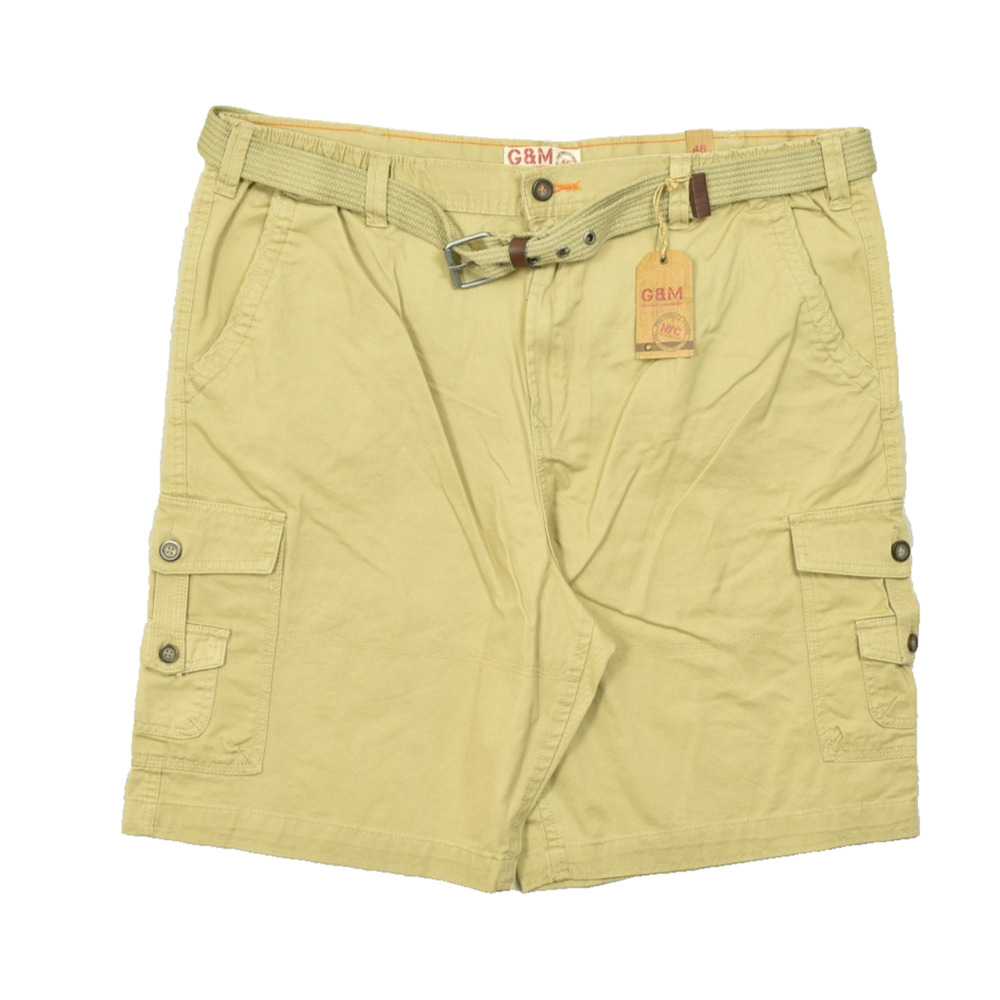 G&M Rugged Men's Cargo Shorts Y2K Loose Size 46 100% Cotton Beige Brown